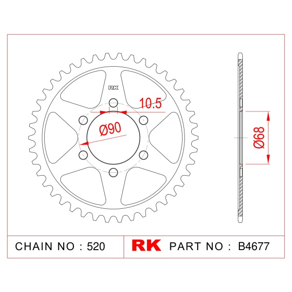 RK Corona de Acero de 36 Dientes. Paso de Cadena 520