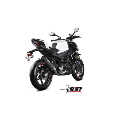 Mivv Slip-On AK-1 Black con tapa de carbono CF Moto 450NK 2022-25