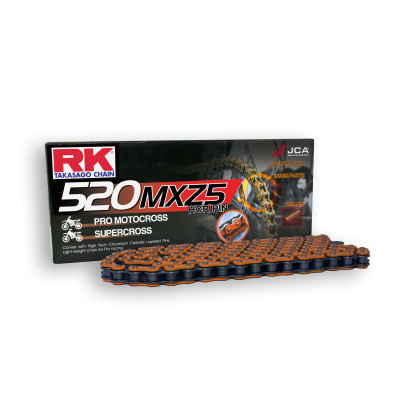 RK Cadena 520MXZ5 con 120 Eslabones Enganche Clip Rápido en Color Naranja