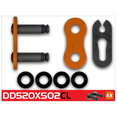 RK Eslabón 520XSO2/Enganche Clip Rápido en Color Naranja