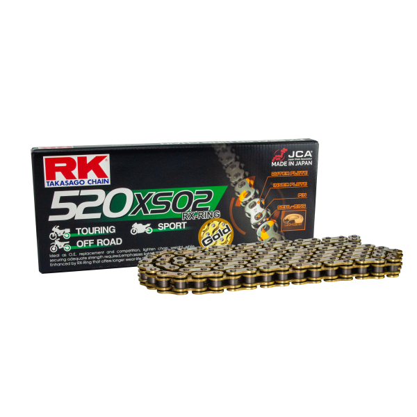 RK Cadena 520XSO2 con 114 Eslabones Enganche para Remachar en Color Oro