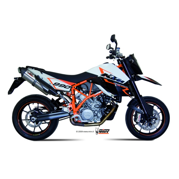 Mivv 2 Bolt-On Suono St. Steel con tapa carbono KTM 950 Supermoto R 05-06 / 990 Supermoto R 07-13