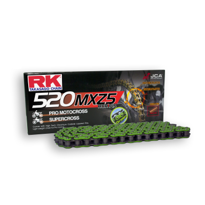 RK Cadena 520MXZ5 con 120 Eslabones Enganche Clip Rápido en Color Verde