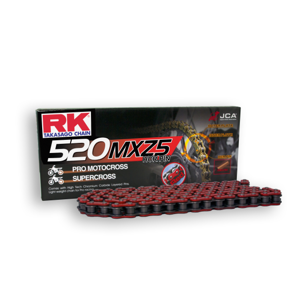 RK Cadena 520MXZ5 con 120 Eslabones Enganche Clip Rápido en Color Rojo