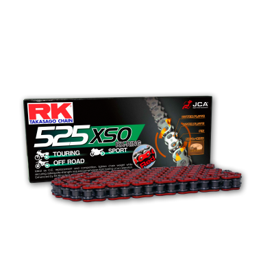 RK Cadena 525XSO con 124 Eslabones Enganche para Remachar en Color Rojo