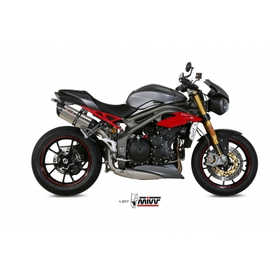 Mivv 2 Slip-On Suono St. Steel con tapa carbono Triumph Speed Triple 2016-17