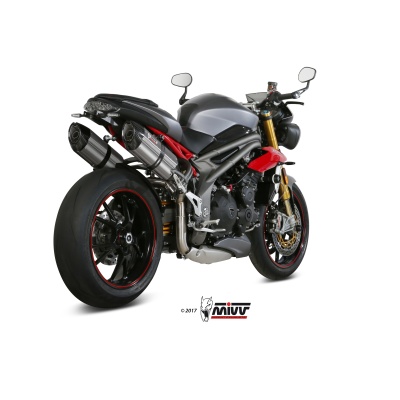 Mivv 2 Slip-On Suono St. Steel con tapa carbono Triumph Speed Triple 2016-17