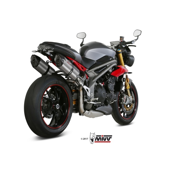 Mivv 2 Slip-On Suono St. Steel con tapa carbono Triumph Speed Triple 2016-17