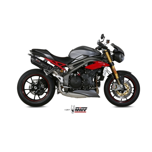 Mivv 2 Slip-On Suono black con tapa carbono Triumph Speed Triple 2016-17