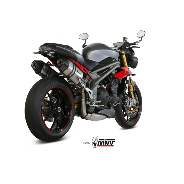 Mivv 2 Slip-On Speed edge St. Steel con tapa carbono Triumph Speed Triple 2016-17