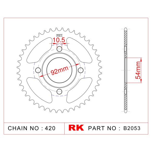 RK Corona de Acero de 47 Dientes. Paso de Cadena 420
