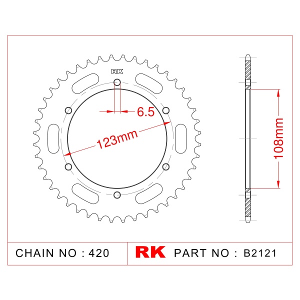 RK Corona de Acero de 53 Dientes. Paso de Cadena 420