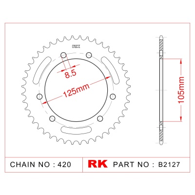 RK Corona de Acero de 53 Dientes. Paso de Cadena 420