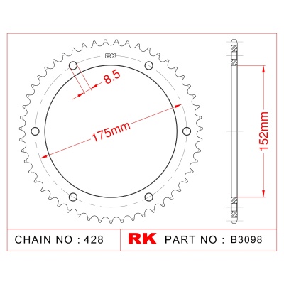 RK Corona de Acero de 57 Dientes. Paso de Cadena 428