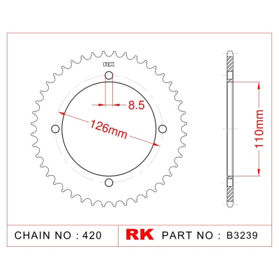 RK Corona de Acero de 47 Dientes. Paso de Cadena 428