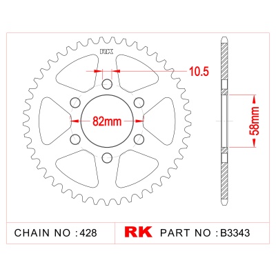 RK Corona de Acero de 43 Dientes. Paso de Cadena 428