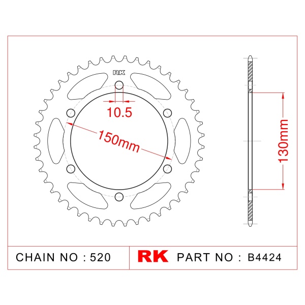 RK Corona de Acero de 47 Dientes. Paso de Cadena 520