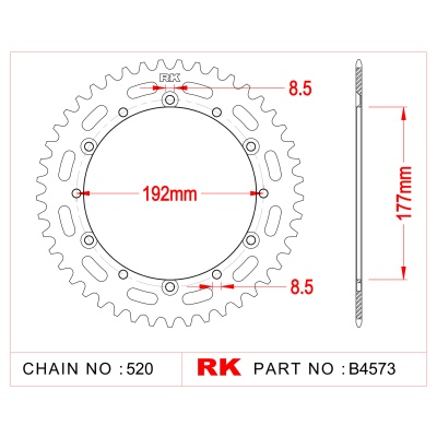 RK Corona de Acero de 53 Dientes. Paso de Cadena 520