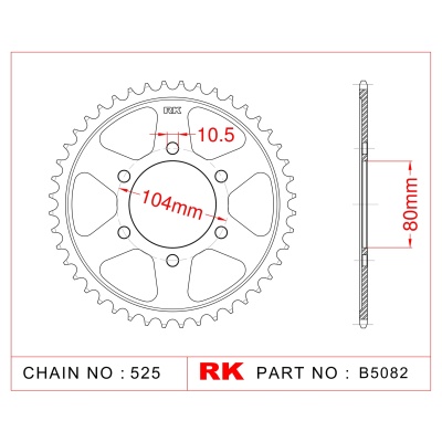 RK Corona de Acero en color negro de 41 Dientes. Paso de Cadena 525
