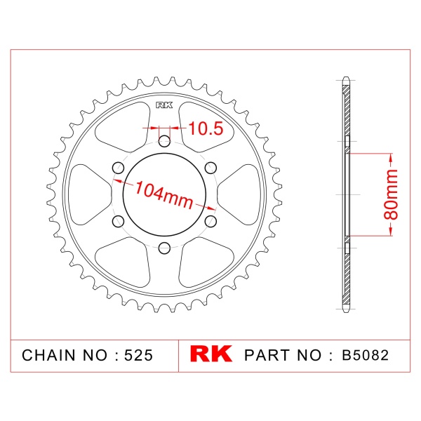 RK Corona de Acero en color negro de 41 Dientes. Paso de Cadena 525