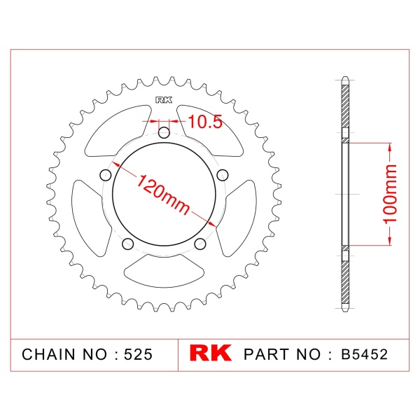 RK Corona de Acero de 41 Dientes. Paso de Cadena 525