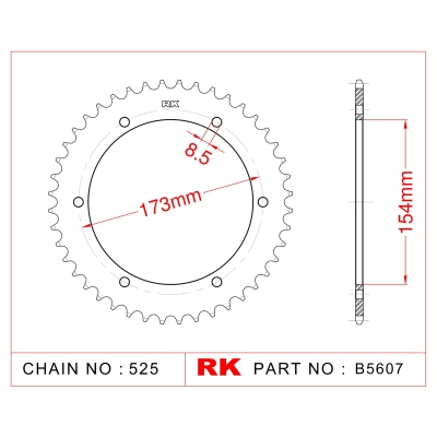 RK Corona de Acero de 43 Dientes. Paso de Cadena 525