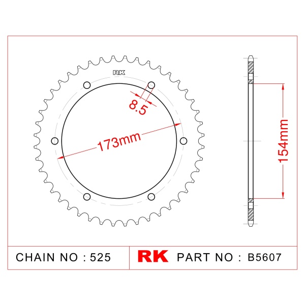 RK Corona de Acero de 43 Dientes. Paso de Cadena 525