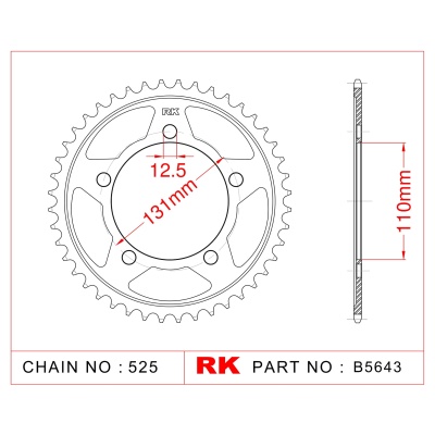 RK Corona de Acero de 45 Dientes. Paso de Cadena 525