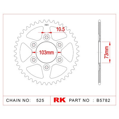RK Corona de Acero de 43 Dientes. Paso de Cadena 525
