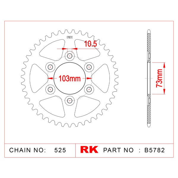RK Corona de Acero de 43 Dientes. Paso de Cadena 525