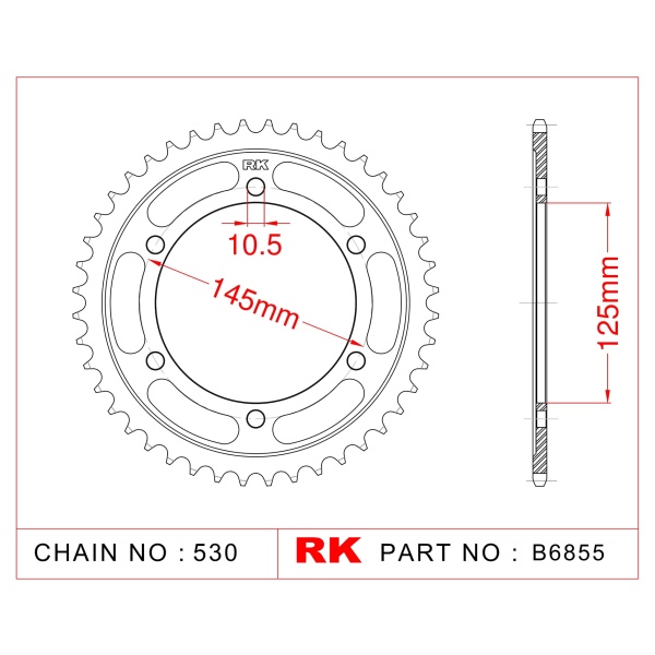 RK Corona de Acero de 43 Dientes. Paso de Cadena 530
