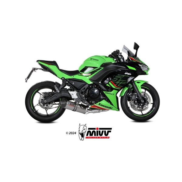 Mivv Full system 2x1 Oval Titanio con tapa carbono Kawasaki Ninja 650 / Z650 2024 (2 sondas lambda)