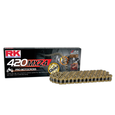 RK Cadena 420MXZ4 con 124 Eslabones con Enganche con Clip Rápido en Color Oro