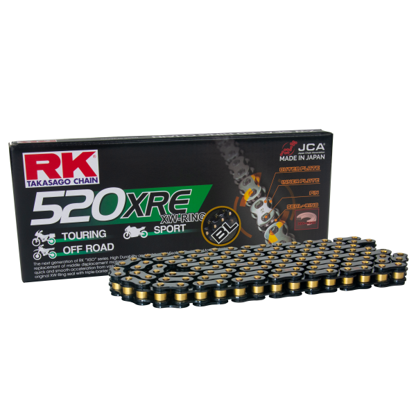 RK Cadena 520XRE con 120 Eslabones con Enganche para Remachar en Color Negro