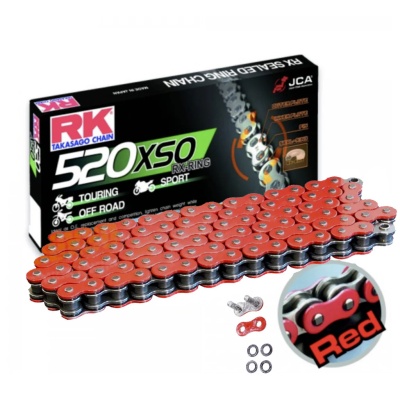 RK Cadena 520XSO con 120 Eslabones Enganche para Remachar en Color Rojo