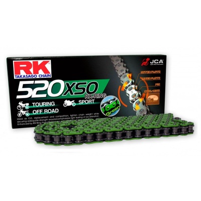 RK Cadena 520XSO con 120 Eslabones Enganche para Remachar en Color Verde