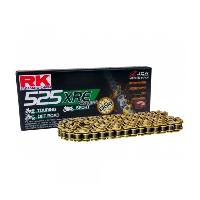 RK Cadena 525XRE con 114 Eslabones con Enganche para Remachar en Color Oro