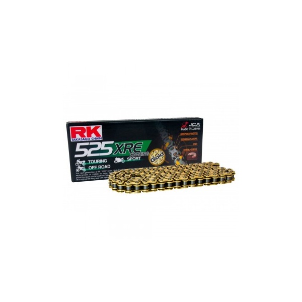RK Cadena 525XRE con 114 Eslabones con Enganche para Remachar en Color Oro