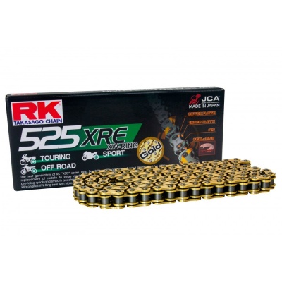 RK Cadena 525XRE con 114 Eslabones con Enganche para Remachar en Color Oro