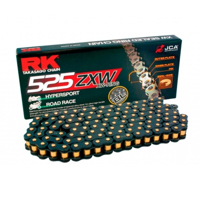 RK Cadena 525ZXW con 120 Eslabones con Enganche para Remachar en Color Negro